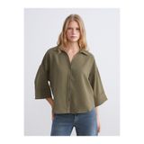LC Waikiki Haki Dokulu Oversize Kadın Gömlek