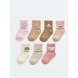 LC Waikiki Hayvan Baskılı Kız Bebek Soket Çorap 7 Li Paket (W6) - 3 - 4 Yaş - Pink