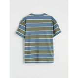 LC Waikiki Indigo Bisiklet Yaka Çizgili Erkek Çocuk Tişört - 9 - 10 Yaş