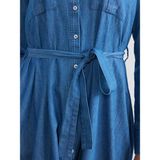 LC Waikiki Indigo Gömlek Yaka Beli Kuşaklı Jean Elbise - 40