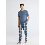 LC WAIKIKI İndigo Standart Kalıp Ekose Erkek Pijama Takım