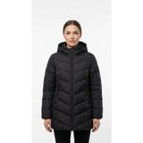 LC Waikiki Kadın Mont Şişme Kapüşonlu Fermuarlı Cepli Balık Sırtı Dikişli Dolgulu Kışlık Puffer Günlük Mont W64342C8 - 38 - Siyah