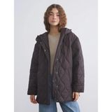 LC Waikiki Kahverengi Kapüşonlu Kapitone Oversize Kadın Şişme Mont (S6) - Dark - XL