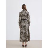 LC Waikiki Kahverengi Leopar Desenli Kemerli Poplin Gömlek Elbise - 48