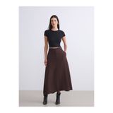 LC Waikiki Kahverengi Loose Fit A Kesim Müslin Etek
