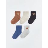 LC Waikiki Kahverengi Nakışlı Erkek Bebek 5 Li Paket Soket Çorap (S6) - 8 - Light Brown