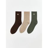 LC Waikiki Kalp Nakışlı Kadın Soket Çorap 3 Lü (S6) - 39 - Kahve
