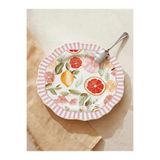 LC Waikiki Karışık Çiçek Desenli Porselen Servis Tabağı, 20 x 20 cm, Pembe Çizgili