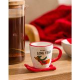 LC Waikiki Karışık Kayak Figürlü Seramik Kahve Fincanı 85 ml - Kırmızı - Beyaz