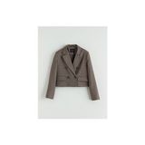 LC Waikiki Kazayağı Desenli Crop Kadın Blazer Ceket - Beyaz