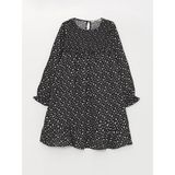 LC Waikiki Kids Bisiklet Yaka Desenli Uzun Kollu Kız Çocuk Elbise - 9 - 10 Yaş - Black