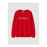 LC Waikiki Kırmızı Atatürk İmzalı Erkek Çocuk Kalın Sweatshirt