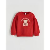 LC Waikiki Kırmızı Ayıcık Baskılı Kız Bebek Sweatshirt - 2 - 3 Yaş