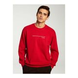 LC Waikiki Kırmızı Bisiklet Yaka Uzun Kollu Baskılı Erkek Sweatshirt