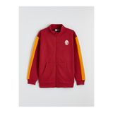 LC Waikiki Kırmızı Dik Yaka Galatasaray Baskılı Erkek Çocuk Fermuarlı Sweatshirt