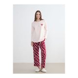 LC Waikiki Kırmızı Kalp Baskılı Hamile Pijama Takım