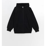 Lc Waikiki Kız Çocuk Kapüşonlu Fermuarlı Sweatshirt Siyah Uzun Kollu Orta Kalınlık - 7 - 8 Yaş