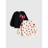 Lc Waikiki Kız Çocuk Sweatshirt 2'li Ekru Renkli Truvakar Kol Baskılı Set - 2 - 3 Yaş
