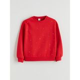 Lc Waikiki Kız Çocuk Sweatshirt Taşlı Kırmızı Renk Truvakar Kol 10 - 11 Yaş