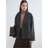 LC Waikiki Kruvaze Yaka Oversize Kadın Kaşe Kaban - 42 - Beyaz