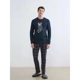 LC Waikiki Lacivert Bisiklet Yaka Ayı Teddy Baskılı Erkek Pijama Takım