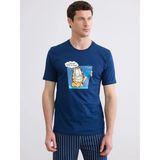 LC Waikiki Lacivert Bisiklet Yaka Garfield Baskılı Erkek Pijama Takım