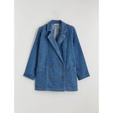 LC Waikiki Lacivert Kruvaze Yaka Kadın Jean Blazer Ceket - M