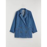 LC Waikiki Lacivert Kruvaze Yaka Kadın Jean Blazer Ceket - S - --
