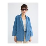 LC Waikiki Lacivert Kruvaze Yaka Kadın Jean Blazer Ceket