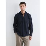 LC Waikiki Lacivert Slim Fit Çizgili Erkek Gömlek - Lacivert Çizgili