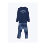 LC Waikiki Lacivert Standart Kalıp Ekose Erkek Pijama Takımı