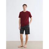 LC Waikiki Lc Waıkıkı Bordo Standart Kalıp Ekose Erkek Şortlu Pijama Takımı