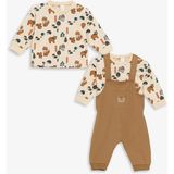 LC Waikiki Lcw Baby Bej Nakışlı Erkek Bebek Salopet ve Tişört 2'li Takım - 24 - 36 Ay