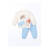 LC Waikiki LCW baby Bisiklet Yaka Baskılı Erkek Bebek Sweatshirt ve Eşofman Alt 2'li