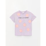 LC Waikiki Lcw Baby Bisiklet Yaka Baskılı Kısa Kollu Kız Bebek Tişört - 1 - 2 Yaş - Lila