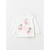 LC Waikiki Lcw Baby Bisiklet Yaka Baskılı Uzun Kollu Kız Bebek Tişört - Ekru - 2 - 3 Yaş
