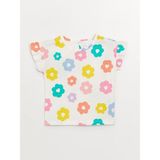 LC Waikiki Lcw Baby Bisiklet Yaka Çiçek Desenli Kız Bebek Tişört - 1 - 2 Yaş - Ekru