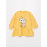 Lc Waikiki Lcw Baby Bisiklet Yaka Desenli Kız Bebek Elbise - Sarı - 1,5 - 2 Yaş