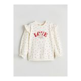 LC Waikiki LCW baby Bisiklet Yaka Fırfır Detaylı Kız Bebek Sweatshirt