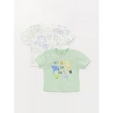 LC Waikiki Lcw Baby Bisiklet Yaka Kısa Kollu Baskılı Erkek Bebek Tişört 2'li - 3 - 6 Ay - Green
