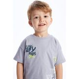 LC Waikiki Lcw Baby Bisiklet Yaka Kısa Kollu Baskılı Erkek Bebek Tişört - Lila - 1 - 2 Yaş
