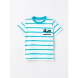 LC Waikiki Lcw Baby Bisiklet Yaka Kısa Kollu Çizgili Erkek Bebek Tişört - Turkuaz - 4 - 5 Yaş