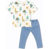 LC Waikiki Lcw Baby Bisiklet Yaka Kısa Kollu Erkek Bebek Tişört ve Pantolon 2'li Takım - 1 - 2 Yaş - Renkli