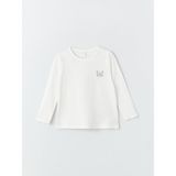 LC Waikiki Lcw Baby Bisiklet Yaka Uzun Kollu Baskılı Kız Bebek Tişört - Ekru - 1 - 2 Yaş