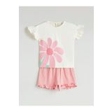 LC Waikiki LCW baby Çiçekli Kız Bebek Bluz ve Şort 2'li