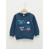 LC Waikiki Lcw Baby Indigo Bisiklet Yaka Uzun Kollu Baskılı Erkek Bebek Sweatshirt - Lacivert - 24 - 36 Ay