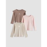 LC Waikiki Lcw Baby Kahverengi Nakışlı Kız Bebek Tişört 3'lü - Beige - Light Brown - 12 Ay