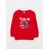 LC Waikiki Lcw Baby Kırmızı Bisiklet Yaka Uzun Kollu Baskılı Erkek Bebek Sweatshirt - Bright Red - 12 - 18 Ay