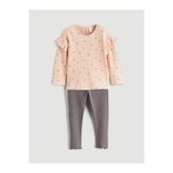 LC Waikiki LCW baby Pembe Bisiklet Yaka Kız Bebek Tişört Ve Tayt