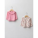 LC Waikiki Lcw Baby Pembe Bisiklet Yaka Uzun Kollu Kız Bebek Sweatshirt 2'li - Pink